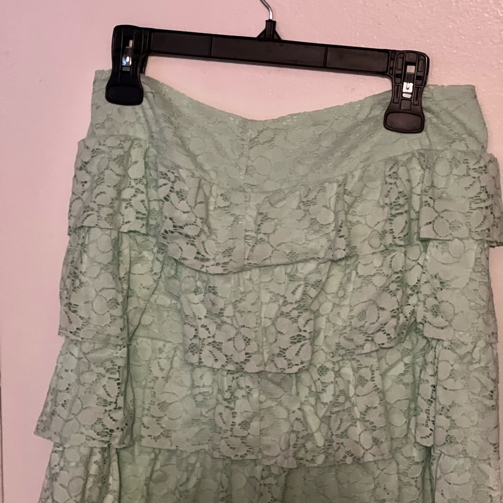 Limited Too Green Tiered Ruffled Midi Skirt